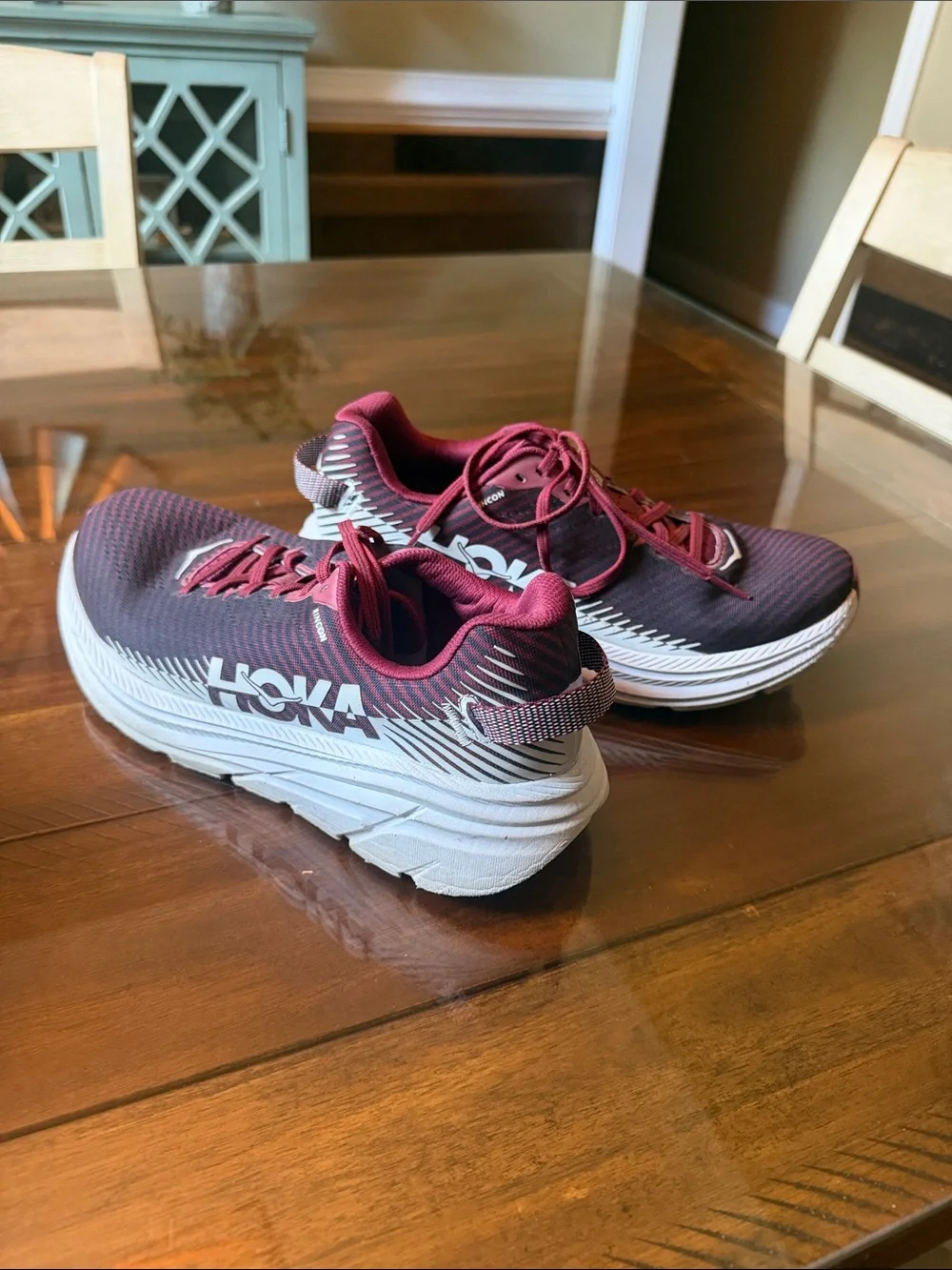 Hoka Women's Burgundy Athletic Running Shoes with White Soles